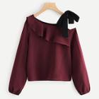 Romwe Tied One Shoulder Ruffle Top