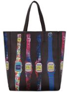 Romwe Watch Print Tote With Top Zipper Crossbody Bag