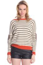 Romwe Romwe Contrast Trimmings Striped Patch Elbow Jumper