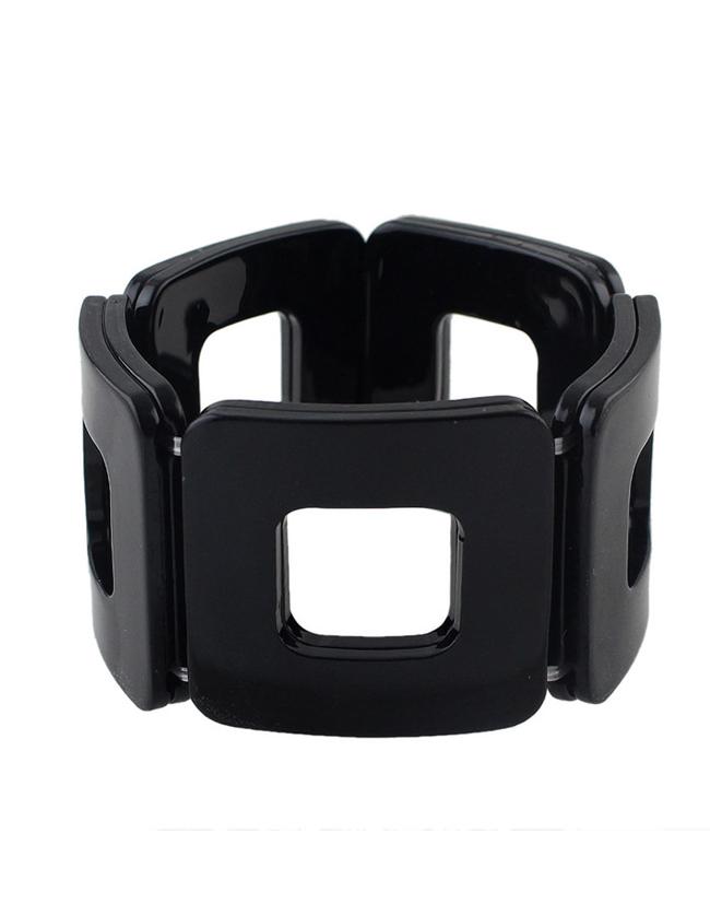 Romwe Punk Black Wide Bracelet