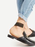 Romwe Studded Embellished Velvet Anklet