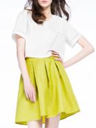 Romwe Short Sleeve Split Embroidered Top With Skirt