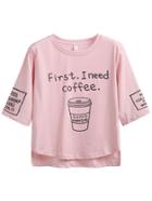 Romwe Pink Coffee Cup Slogan Print T-shirt