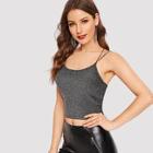 Romwe Crisscross Back Glitter Strappy Top