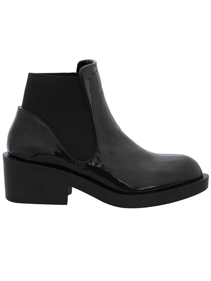 Romwe Black Elastic Chunky Boots