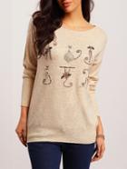 Romwe Mesh Insert Crochet Dropped Shoulder Seam Beaded Jumper