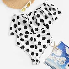 Romwe One Shoulder Layered Flounce One Piece Swimsuit
