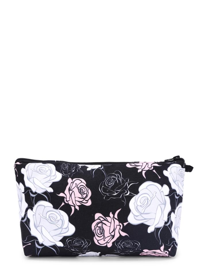 Romwe Rose Print Makeup Bag
