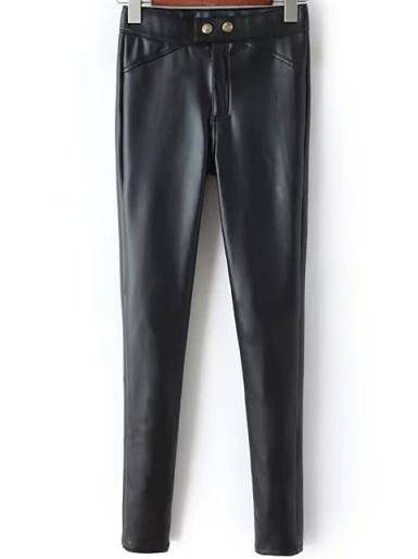 Romwe Thicken Skinny Black Leggings