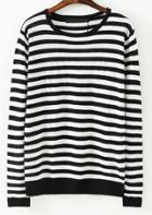 Romwe Striped Black And White Knit Sweater