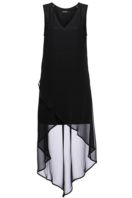 Romwe Dual-tone Asymmetric Black Dress