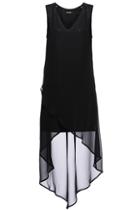 Romwe Dual-tone Asymmetric Black Dress