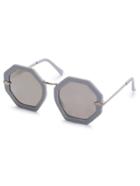 Romwe Grey Hexagon Frame Metal Trim Sunglasses