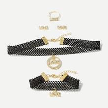 Romwe Letter & Choker & Bracelet & Earrings & Ring