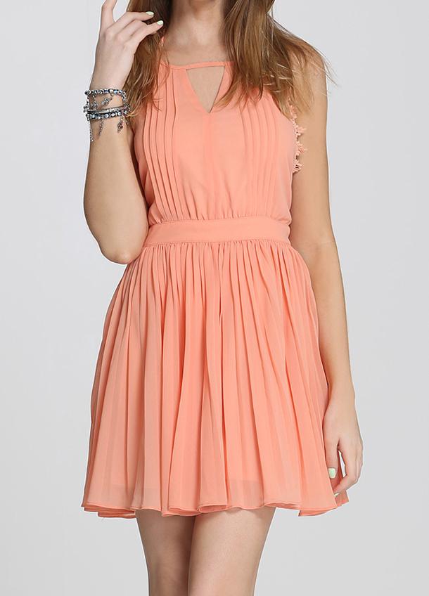 Romwe Halter Backless Pleated Dress