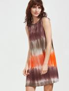 Romwe Multicolor Tie Dye Print Sleeveless Dress