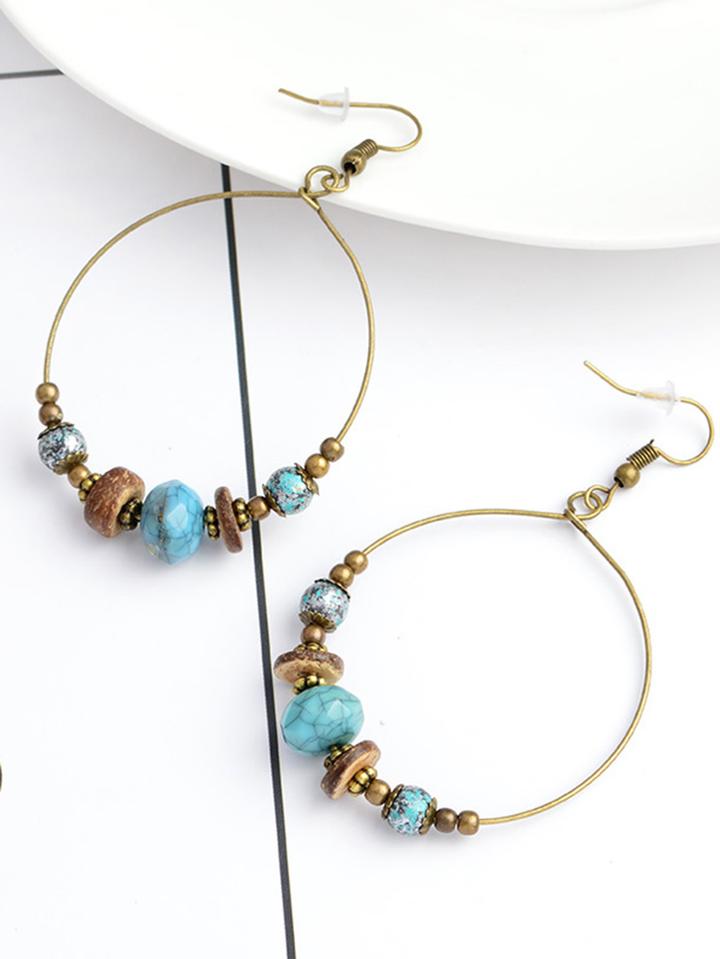 Romwe Hoop Earrings With Beaded