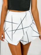 Romwe White Geo Print Wrap Shorts