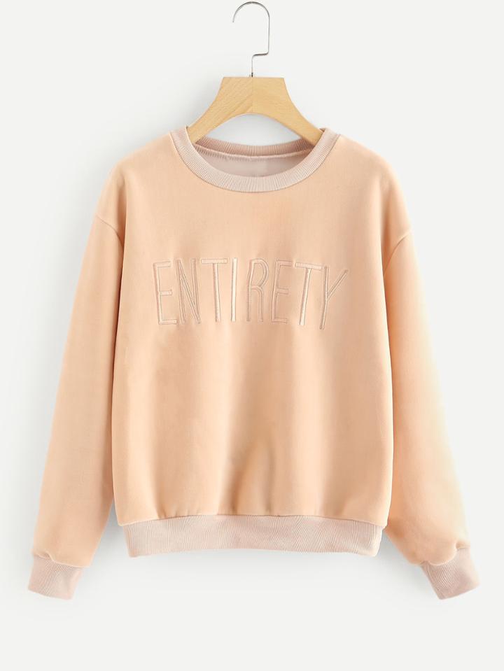 Romwe Embroidered Letter Sweatshirt