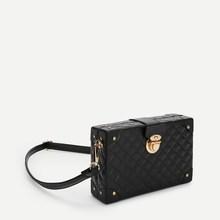 Romwe Push Lock Quilted Design Crossbody Bag