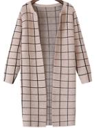 Romwe Plaid Long Apricot Coat