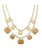 Romwe Gold Plated Gemstone Necklace