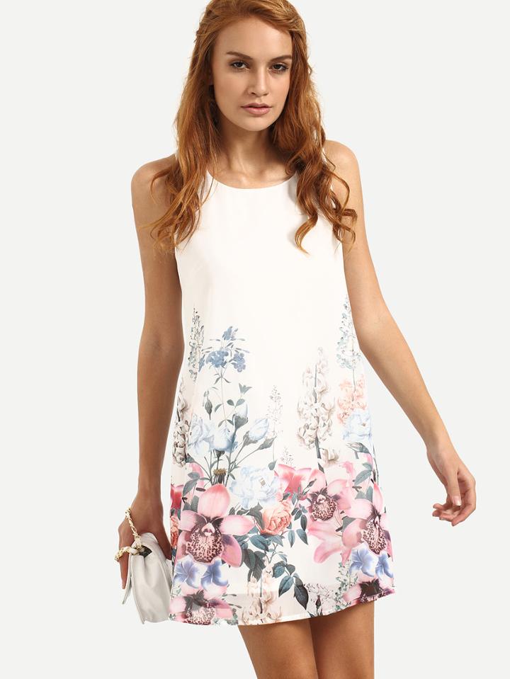 Romwe Floral Print Tank Dress