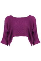 Romwe Asymmetric Purple Midriff Jumper