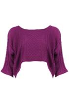 Romwe Asymmetric Purple Midriff Jumper