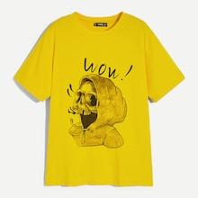 Romwe Guys Skull And Letter Print Tee