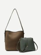 Romwe Olive Green Nubuck Leather Oversized Shoulder Bag Set