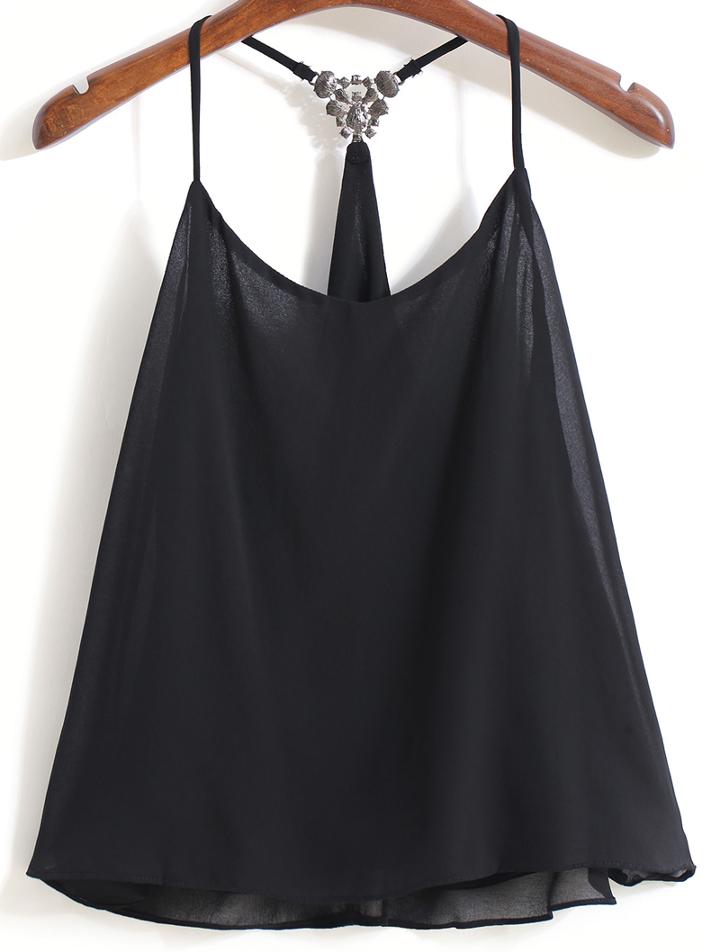 Romwe Spaghetti Strap Loose Chiffon Vest