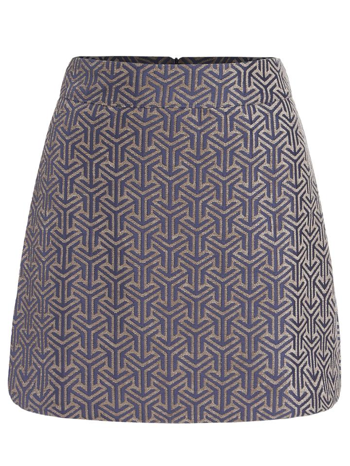 Romwe Geometric Print A-line Skirt