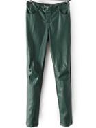 Romwe Leather Thicken Green Pant