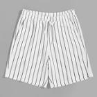 Romwe Guys Drawstring Waist Textured Pinstripe Shorts