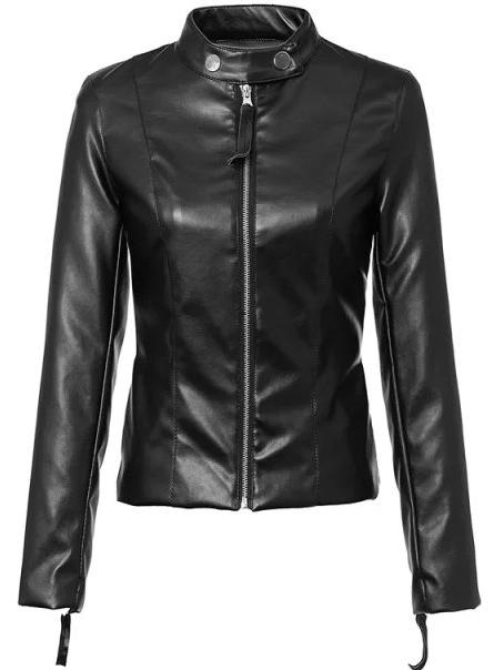 Romwe Stand Collar Zipper Slim Jacket