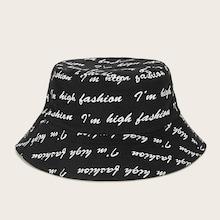 Romwe Guys Letter Bucket Hat