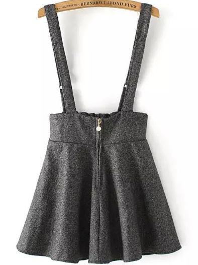 Romwe Strap Zipper Flare Grey Dress