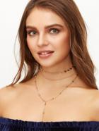 Romwe Gold Layered Beaded Star Choker Necklace