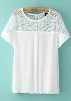 Romwe Lace Embroidered Hollow Top