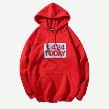 Romwe Men Drawstring Letter Print Hoodie