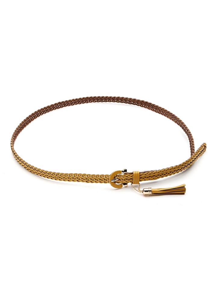 Romwe Woven Skinny Belt With Tassel