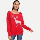 Romwe Christmas Deer Print Sweatshirt