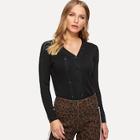 Romwe Button Up Slim Fitted Sweater