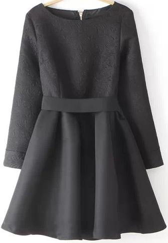 Romwe Floral Zipper Flare Dress