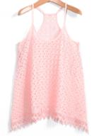 Romwe Y-back With Tassel Floral Crochet Pink Cami Top