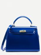 Romwe Royal Blue Turnlock Strap Closure Plastic Satchel Bag