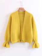 Romwe Fluted Sleeve Open Front Cardigan