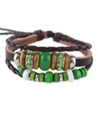 Romwe Adjustable Layers Pu Beads Bracelet