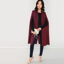 Romwe Buttoned Shawl Collar Cape Coat